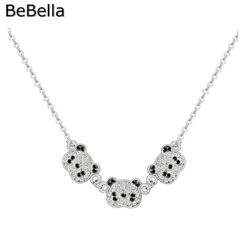 BeBella uroczy 3 pandy Urok łańcuch wisiorek naszyjnik z czeskiego kryształu dla dziewczyny prezent na boże Narodzenie