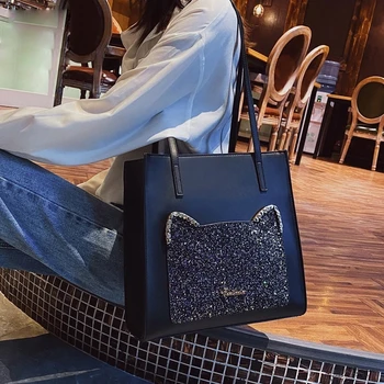 Beibaobao moda cekiny kot torby damskie duże torby na ramię damskie luksusowe sztuczna skóra zakłady torba 2021 nowe śliczne torebki damskie