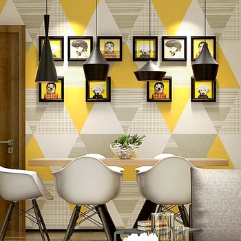 Beibehang współczesna moda szary żółty niebieski sypialnia zmywalne tapety rolka wystrój domu geometryczne tapety papel de parede