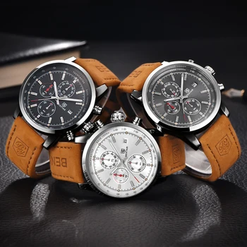 Benyar Luxury Brand męskie analogowy zegarek kwarcowy skórzane sportowe zegarki męskie wojskowe zegarki wojskowe Man Clock Relogio Masculino