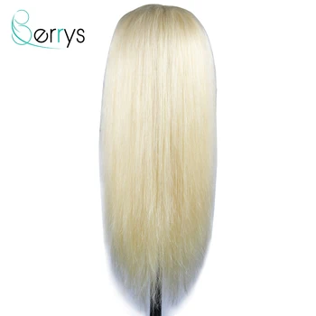 Berryshair brazylijskie ludzkie włosy 13x6 koronki przednie peruki 613 bezpośrednie Бесклеевые wstępnie dzięcioł włosy 150 gęstość jasne włosy dziewicze