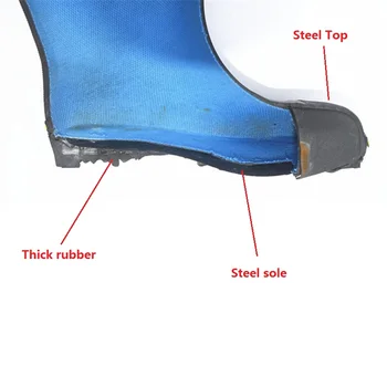Bezpieczeństwo Wędkarstwo myśliwskie buty mężczyźni czarny gumowy stalowy nosek stalowy podeszwy kalosze anty-przeszywający buty gumowe i anty-rozbijając kalosze