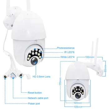 Bezprzewodowa kamera IP PTZ Speed Dome V380pro 1080P 2.0 MP kamery CCTV bezpieczeństwa odkryty dwustronna audio P2P kamera WIFI TF slot dla kart pamięci