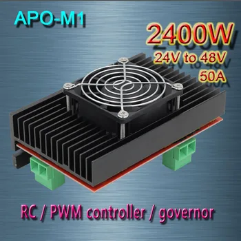 Bezpłatna wysyłka, APO-M1 50A ESC DC brush motor PWM controller + RC + speed controller 2400W(MAX)/24V-48V