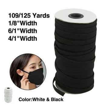 Biały czarny taśmy elastyczne 3/4.5/5/6 mm poliester elastyczny przewód do ubrań akcesoria do szycia 125 metrów