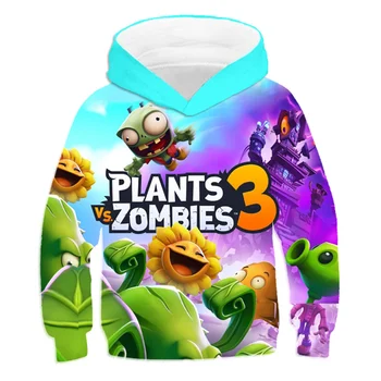 Bluza New 4-14y Boy-girl plant vs Zombie Casual 3D-printed sweatshirt fashion jumper z długimi rękawami boy-girl z kapturem