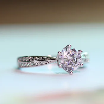 CC Classic Jewelry 1 karat pierścienie dla kobiet Sterling S925 Silver Wedding Engagement Bridal cyrkonia okrągły kamień Anel CC1430