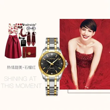 CHENXI damskie zegarki 2019 TOP luksusowej marki zegarków kobiet zegarek kwarcowy pełna ze stali nierdzewnej zegarek damski zegarek reloj mujer