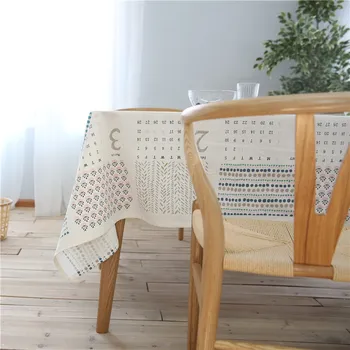 CITYINCITY kalendarz styl biały obrus bawełna drukowane prostokątny dla domu partii dekoracje ślubne indywidualne