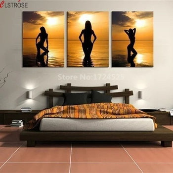 CLSTROSE promocja nowy prostokąt bez ramy 3 szt zachód słońca kobieta nowoczesna Sexy piękno obraz Nude do dekoracji ścian w sypialni