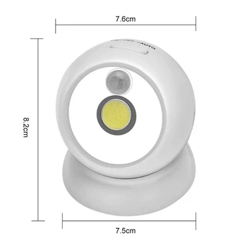 COB LED czujnik ruchu PIR nocne zasilanych bateryjnie awaryjne szafa korytarz sypialnia lampa białe światło