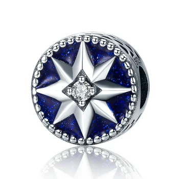 CODEDOG 925 srebro, płatek Śniegu, gwiazda niebieski emalia olśniewające CZ koraliki pasują oryginalne 3mmBracelets dla kobiet C205
