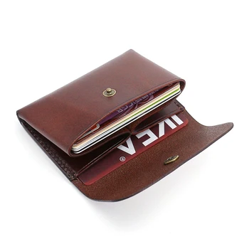 Card Case Top skóra naturalna skóra bydlęca retro uchwyt karty kredytowej vintage mini wallet small purses name/bus/ID/bank card case