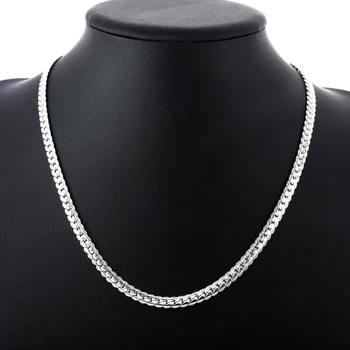 Cena hurtowa 6 mm pełna bokiem Naszyjnik dla kobiet, mężczyzn 925 srebro biżuteria wąż łańcuch naszyjnik Colar