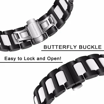 Ceramika + stal nierdzewna pasek do zegarka Garmin Vivoactive 3 Ticwatch 2 / E Samsung Gear Sport Watch Band Quick Release pasek