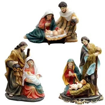 Chrystus Boże Narodzenie Pomnik Scena Zestaw Dzieciątko Jezus Szopka Bożonarodzeniowa Szopka Figurki Z Żywicy Ornament Kościół Prezent Dekoracje Do Domu Pulpitu