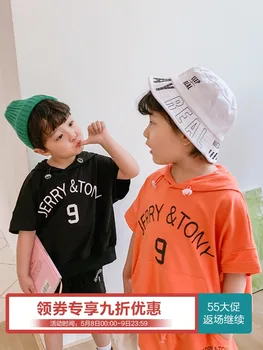 Chłopcy koreański z kapturem z krótkim rękawem zestaw piękne dziecko dzieci lato 2020 nian lato nowy zachodni styl odzież Dziecięca Tide