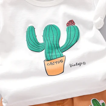 Chłopcy letnia odzież mały chłopiec 2021 krótka odzież kaktus O-neck t-shirt + szorty zestawy Dziecięce, odzież dla Dzieci 1-4 lat