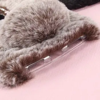 Ciepły, ładny 3D Królik puszyste futro pluszowy pokrowiec Coque Case for Xiaomi Redmi 5/Redmi 5 Plus Soft Furry Bunny Diamond Bowknot Cover Shell
