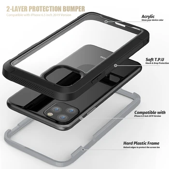 Clear Slim Full Body Protective case Hybrid Rugged Hard Cover PC Back with TPU Bumper For iPhone 11/11 Pro max,iPhone 11 Pro