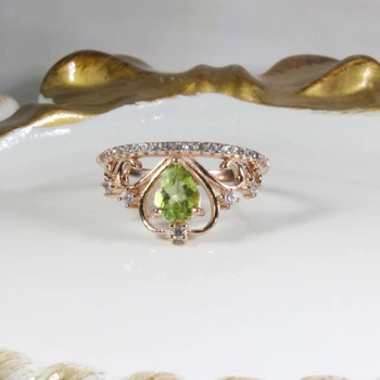 CoLife biżuterii w naturalny oliwkowy turmalin pierścień dla partii 5*7 mm gruszka wyciąć srebrny pierścień turmalin 925 srebrny pierścień korony