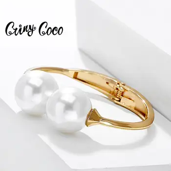 Cring Coco White Pearl bransoletka dla kobiet moda Golo kolor mankietów bransoletki damskie przyjęcie ślubne biżuteria bransoletka miłośników urodziny