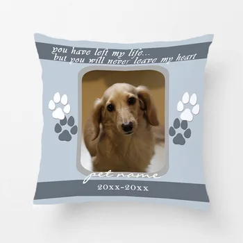 Custom Pet Dog Photo Memorial Throw Pillow Cover pokrowiec do poduszki Pet Photo Name Gift Love Pillowcase Twin Print for Sofa Couch
