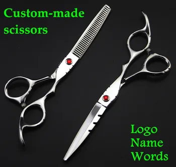 Customize classic 6 inch ruby cut hair scissors thinning barber styling tools cutting nożyczek nożyczki nożyczki fryzjerskie zestaw