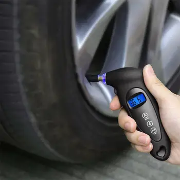 Cyfrowy samochodowy manometr ciśnienia powietrza w oponach 0-150PSI wyświetlacz LCD manometr barometr tester do samochodu samochód motocykl manometr ciśnienia w oponach