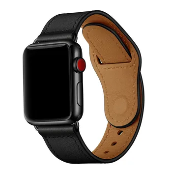 Czarny pasek z naturalnej skóry Watch Band dla Apple Watch 38mm 42mm , VIOTOO Leather Loop Watch strap Band, aby mc 40mm 44mm
