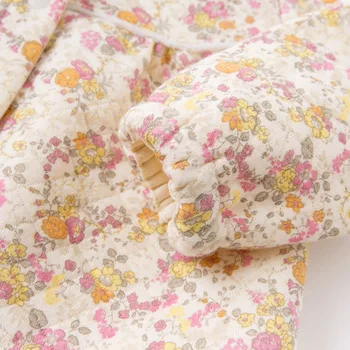 DBM15354 dave bella winter new born baby girls moda kwiatowy print kombinezony odzież dziecięca dla małych dzieci suwaki 1 szt.