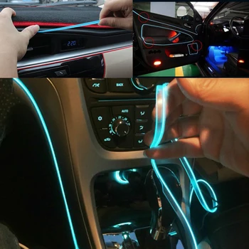 DIY 2M3M5M oświetlenie wewnętrzne auta Auto Strip Garland EL Wire Rope Tube Line elastyczny neon z 12 W USB papierosów napęd D35