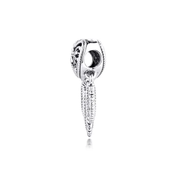 DIY nadaje się do Pandora Charms bransoletki serce i trzy pióra dreamcatcher akrylowe 925 srebro-biżuteria Darmowa wysyłka