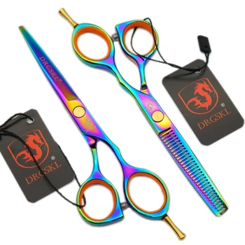 DRGSKL rainbow barber hair scissors highquality, multicolor 5.5 inch professional hair hairing scissors hair cut shears
