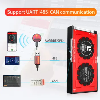 Daly 3.2 v 18650 smart BMS 16S 48V 30A 40A 60A Bluetooth 485 to USB device NTC UART software togther Lion LiFepo4 Battery BMS