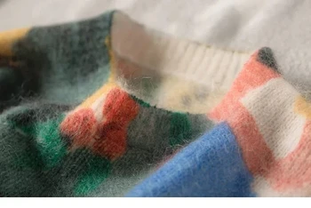Damska kolorowy sweter Moher O-neck obraz olejny w stylu francuskim temat cienka dzianina wyciągnąć do góry