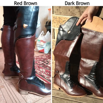 Damskie konne buty do jazdy konnej wysoki jeździec nad kolanem buty dla kobiet zasznurować skórzane buty do kolan plus rozmiar 40 41 42 43