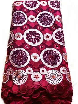 Darmowa wysyłka czerwone wino wysokiej jakości suknia ślubna koronki Afrykańska podkładki 5 metrów bawełna szwajcarska welon z koronki-NB0125