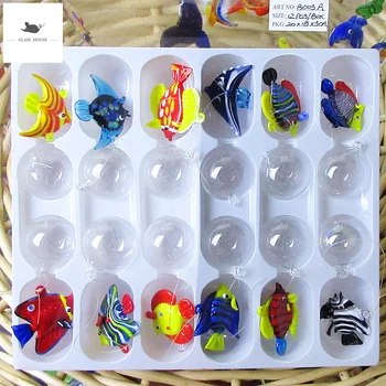 Dekoracyjne szklane figurki zwierząt morskich mini wisiorek handmade pływająca szklany posąg ryby ornament ozdoba akwarium akcesoria