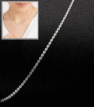 Delikatny PT950 platyna prawdziwe białe ciało stałe złoto obojczyka O Link kabel łańcuch naszyjnik dla kobiet 43 cm/ 45 cm ślubne biżuteria prezent
