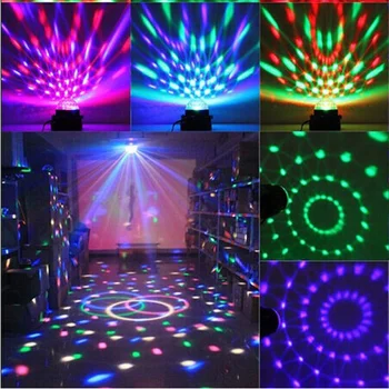 Disco światła obrotowe zawory kulowe, światła LED RGB sceniczne światła dyskoteki BarChristmas Home KTV Xmas Wedding + pilot zdalnego sterowania