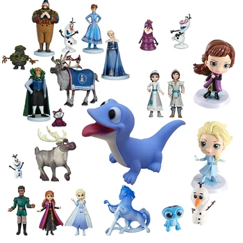 Disney Frozen 2 Set Elsa Anna Blue Salamanders Bruni Princess Doll Olaf Kristoff Action Figure prezent na urodziny, zabawki dla dzieci