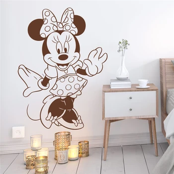 Disney Minnie Mouse naklejki ścienne dla dzieci pokój zabaw wystrój domu akcesoria kreskówka naklejki na ścianę winylowe mural sztuki diy tapety