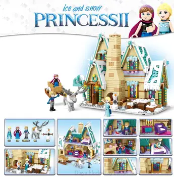 Disney mrożone film Elsa magiczny lodowy zamek dziewczyny klocki cegły zabawki Księżniczka zamek dziewczyny przyjaciele