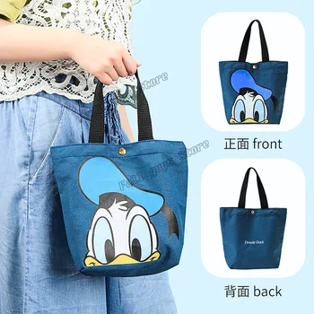 Disney Śliczna Bag Cartoons Mickey Minnie Canvas Bag Fashion Lunch Box Bag Teens Trend Casual Mickey Mouse Shopping Package