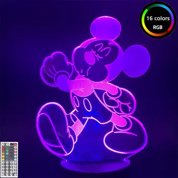 Disney Śliczna Mickey Mouse Figurine Cartoon Light Baby Children LED Night Light 7 kolorów Chnaging LED 3D lampa stołowa dla dzieci prezenty świąteczne