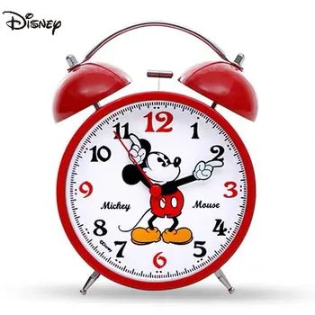 Disney Śliczny Czerwony Mickey Mickey Mouse Zegarek Kreskówka Dzwon Metalowy Student Nocne Cichy Budzik