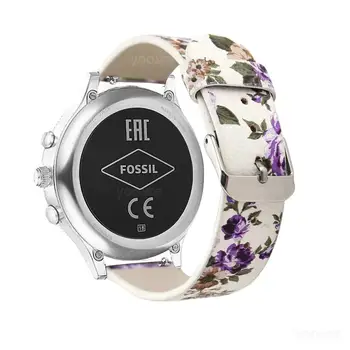 Dla Fossil Q Venture 18mm Quick Release Flower Leather Watch Band pasek bransoletka Fossil Q Venture Gen3/Gen4 HR/Women ' S Sport