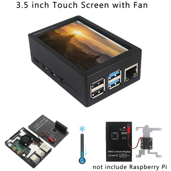 Dla Raspberry Pi 4 Model B 3,5 calowy ekran dotykowy 50 klatek na sekundę 480x320 wyświetlacz LCD z wentylatorem chłodzącym ABS obudowa grzejników dla Raspberry Pi 4