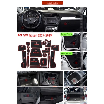 Do VW Volkswagen Tiguan MK2 2017 2018 2019 gumowa antypoślizgowa mata drzwi ROWEK Puchar pad Gate gniazdo Coaster wnętrze akcesoria samochodowe